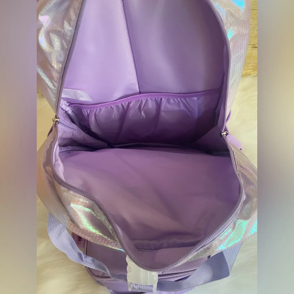 Love at 1st Sight Backpack Lunch Bag Combo Holographic Purple School Bag New